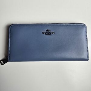Coach Blue Slim Accordion Zip Wallet